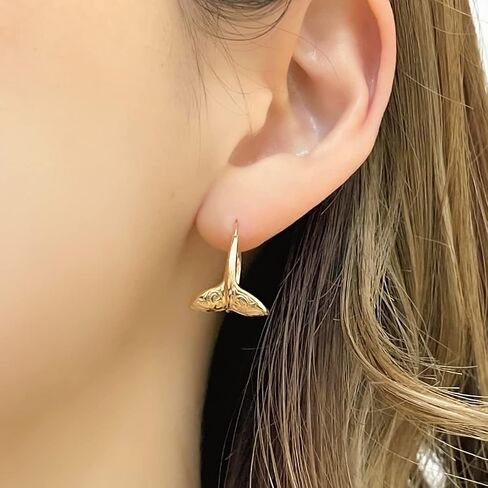 Piena Hawaiian Jewelry Hoop Earring for Women for One Ear Hypoallergenic Surgical Stainless Steel Whale Tail Cartilage Helix Body Piercing in Kuwait