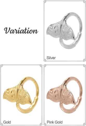 Piena Hawaiian Jewelry Hoop Earring for Women for One Ear Hypoallergenic Surgical Stainless Steel Whale Tail Cartilage Helix Body Piercing in Kuwait