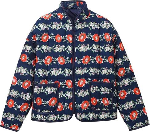 Women's Winter Quilted Lightweight Jackets Cropped Floral Print Oversized Padded Puffer Coat in Saudi Arabia