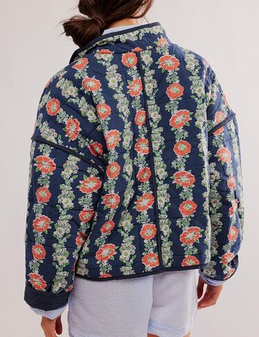 Women's Winter Quilted Lightweight Jackets Cropped Floral Print Oversized Padded Puffer Coat in Saudi Arabia