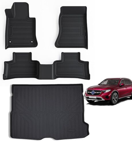 Floor Mats & Trunk mat for 2023 2024 Mercedes-Benz GLC (Not Fit GLC 300E /Coupe) Fit GLC 300 /GLC 43 AMG，TPE All Weather Protection 1st 2nd Row Car Floor Liners & Cargo Liner in Saudi Arabia