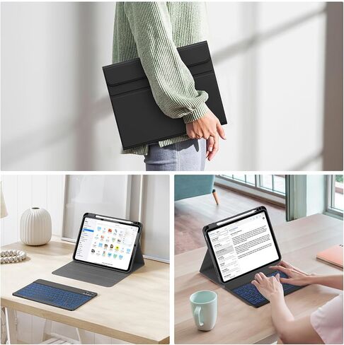Soke for iPad 10th Generation Case with Keyboard 10.9 Inch 2022-7 Color Backlight Wireless Detachable Folio Stand Keyboard Cover with Built-in Pencil Holder for iPad 10th Gen, Book Floral in Saudi Arabia