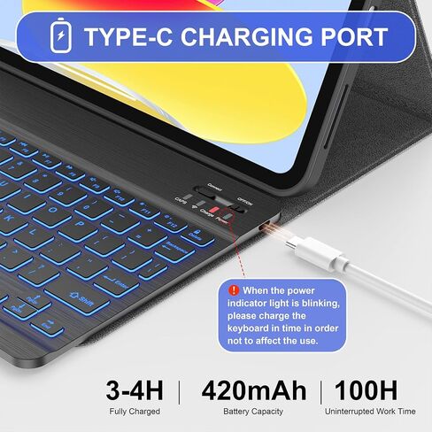 Soke for iPad 10th Generation Case with Keyboard 10.9 Inch 2022-7 Color Backlight Wireless Detachable Folio Stand Keyboard Cover with Built-in Pencil Holder for iPad 10th Gen, Book Floral in Saudi Arabia