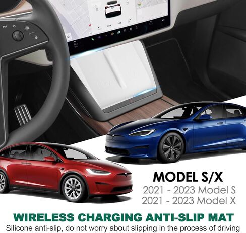 Center Console Wireless Charging Silicone Mat Compatible with Tesla Model X Model S 2023 2022 2021 Accessories Waterproof Cover Interior Pad Non-Slip Mats Phone Tray Upgrade (White) in Kuwait