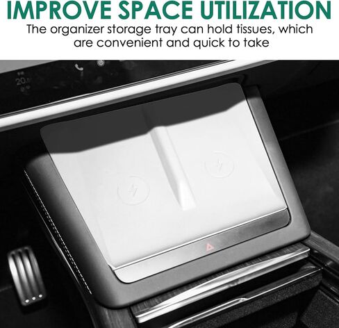 Center Console Wireless Charging Silicone Mat Compatible with Tesla Model X Model S 2023 2022 2021 Accessories Waterproof Cover Interior Pad Non-Slip Mats Phone Tray Upgrade (White) in Kuwait