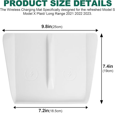 Center Console Wireless Charging Silicone Mat Compatible with Tesla Model X Model S 2023 2022 2021 Accessories Waterproof Cover Interior Pad Non-Slip Mats Phone Tray Upgrade (White) in Kuwait