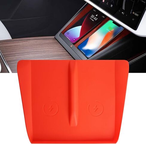 Center Console Wireless Charging Silicone Mat Compatible with Tesla Model X Model S 2023 2022 2021 Accessories Waterproof Cover Interior Pad Non-Slip Mats Phone Tray Upgrade (White) in Kuwait