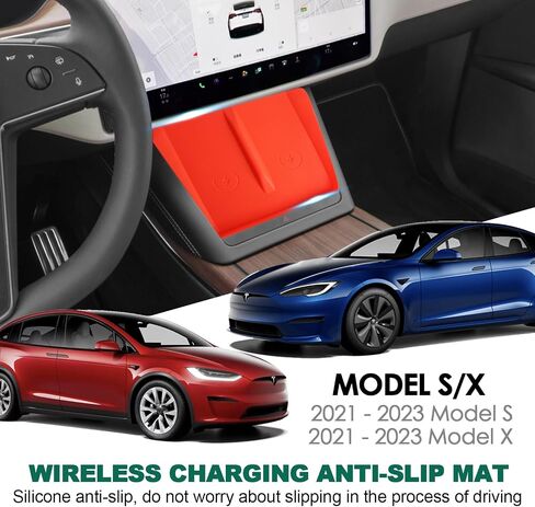 Center Console Wireless Charging Silicone Mat Compatible with Tesla Model X Model S 2023 2022 2021 Accessories Waterproof Cover Interior Pad Non-Slip Mats Phone Tray Upgrade (White) in Kuwait