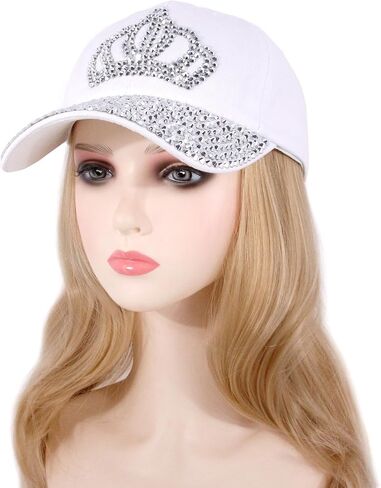 Haoohu Women's Full Sparkle Studded Rhinestone Baseball Cap Gem Bling Ponycap Adjustable Trucker Hat Outdoors Sun Cap in Saudi Arabia