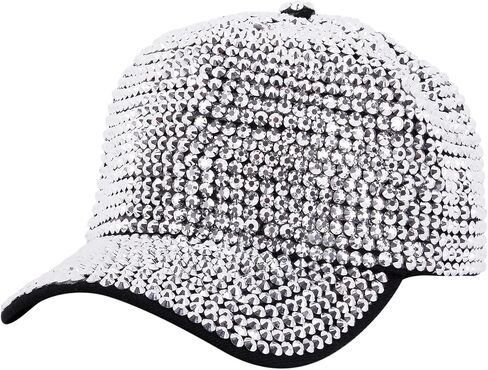 Haoohu Women's Full Sparkle Studded Rhinestone Baseball Cap Gem Bling Ponycap Adjustable Trucker Hat Outdoors Sun Cap in Saudi Arabia