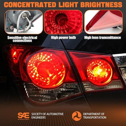 Tail Lights Fit For Chevy Chevrolet Cruze 2011 2012 2013 2014 2015 Limited 2016 Rear Brake Back Up Cover Taillights Assembly Left Driver Side Replaces 94540776 95384046(Lamp Included) in Saudi Arabia