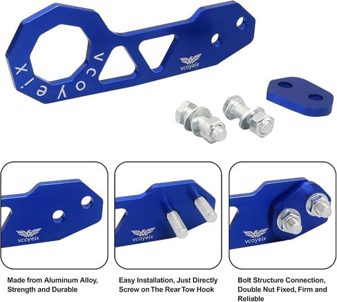Rear Tow Towing Hook for Universal Car Auto Trailer Ring Aluminum Alloy, Improved Wiredrawing AnodizingAlloy Ring Rear Bumper Racing Trailer Hook Car Accessories for Most Vehicles (Blue2) in Saudi Arabia