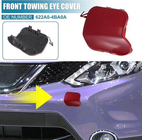 X AUTOHAUX Front Bumper Tow Hook Cover Car Towing Hook Eye Hole Cover Replacement 622A0-4BA0A for Nissan Rogue 2014 2015 2016 Red in Saudi Arabia