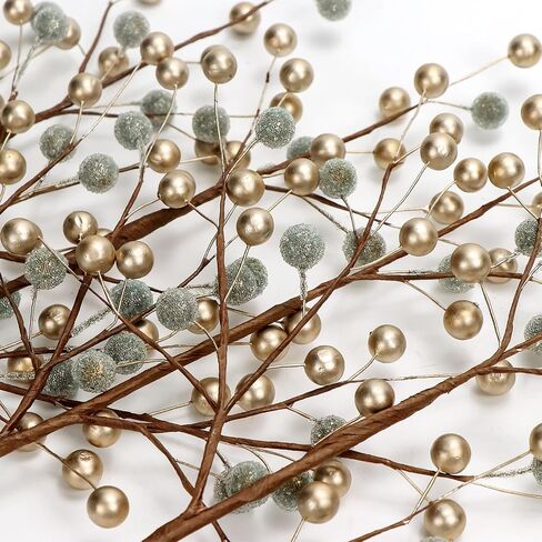 Artificial Berry Stems Branches Set of 4 Frosted Holly Berries Picks Twigs Decorative Wire Sprays for Christmas Tree Filler Wreath DIY Crafts Flower Arrangements Home Holiday Decorations (Red White) in Saudi Arabia