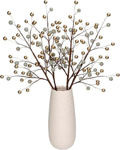 Artificial Berry Stems Branches Set of 4 Frosted Holly Berries Picks Twigs Decorative Wire Sprays for Christmas Tree Filler Wreath DIY Crafts Flower Arrangements Home Holiday Decorations (Red White) in Saudi Arabia