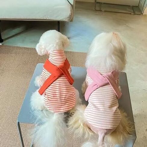 Soft Puppy tripe Dog Shirts Pet Apparel Cat Tee Dog Sweatshirt Pet Breton Top Pet Clothes for Small Dogs (Orange Red, Large) in Saudi Arabia