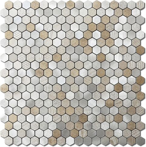 VAOVI Peel and Stick Backsplash Mosaic Tiles Backsplash Small Hexagon Stick on Wall Tiles Self Adhesive Stickers(5tiles,Beige Sand) in Saudi Arabia