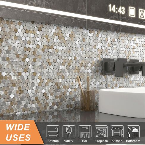 VAOVI Peel and Stick Backsplash Mosaic Tiles Backsplash Small Hexagon Stick on Wall Tiles Self Adhesive Stickers(5tiles,Beige Sand) in Saudi Arabia