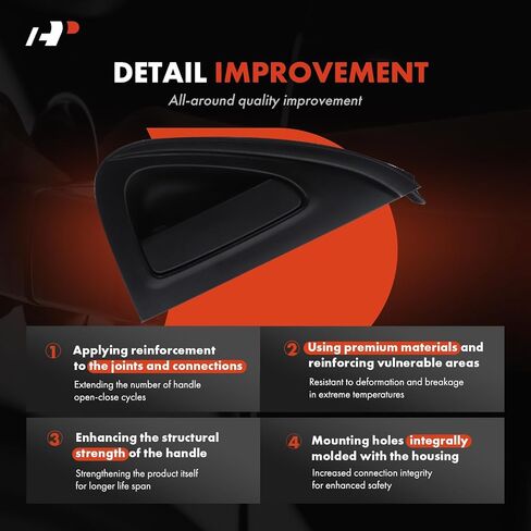 A-Premium Rear Left Driver Side Exterior Door Handle Compatible with Chevrolet Spark 2016-2021 1.4L, Textured Black, Replace# 95103662 in Saudi Arabia