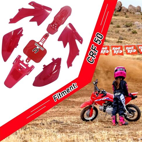Body Fender Kit, Plastic Fender Kit Compatible with XR50 XR 50 CRF 50 SDG SSR Pit Dirt Motor Trail Bike(red) in Saudi Arabia