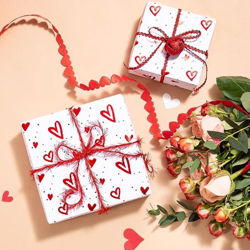 WRAPAHOLIC 3D Kraft Valentine's Day Wrapping Paper - Mini Roll - 17 Inch X 16.5 Feet - Gold Foil Love Heart Design with Embossed for Wedding, Anniversary, Birthday, Holiday, Party in Saudi Arabia