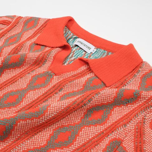 OXKNIT قمصان بولو رجالية 60s قمصان خمر محبوك قمصان بولو الرجعية قصيرة الأكمام الخامس الرقبة الصيف قميص in Kuwait