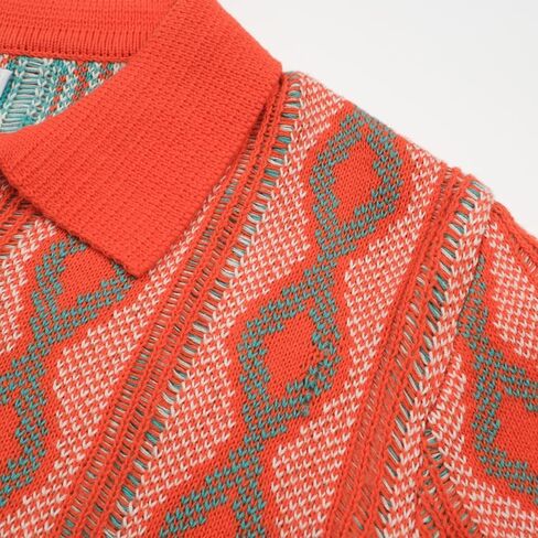 OXKNIT قمصان بولو رجالية 60s قمصان خمر محبوك قمصان بولو الرجعية قصيرة الأكمام الخامس الرقبة الصيف قميص in Kuwait