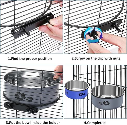 Kennel Water Bowl Hanging, 2 Pack Stainless Steel Dog Bowls for Crate No Spill, Large Pet Cage Bowls for Medium/Large Dog Cat Rabbit Ferret Guinea Pig in Kuwait
