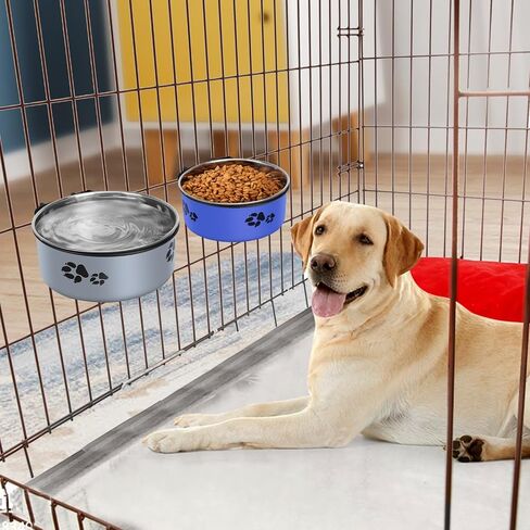 Kennel Water Bowl Hanging, 2 Pack Stainless Steel Dog Bowls for Crate No Spill, Large Pet Cage Bowls for Medium/Large Dog Cat Rabbit Ferret Guinea Pig in Kuwait