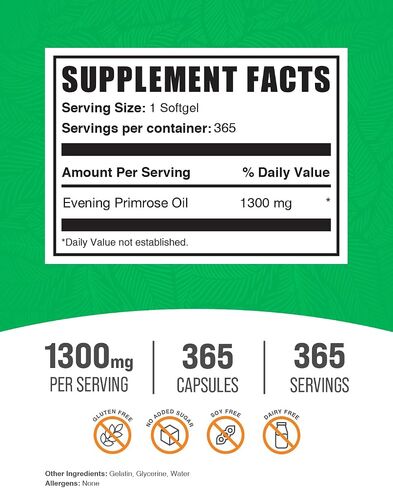 BulkSupplements.com كبسولات هلامية زيت زهرة الربيع المسائية - زهرة الربيع المسائية، مكملات GLA، زيت زهرة الربيع المسائية 1300 مجم - خالي من الغلوتين، 1 كبسولة هلامية لكل وجبة، 365 قطعة (عبوة من 1) in Saudi Arabia