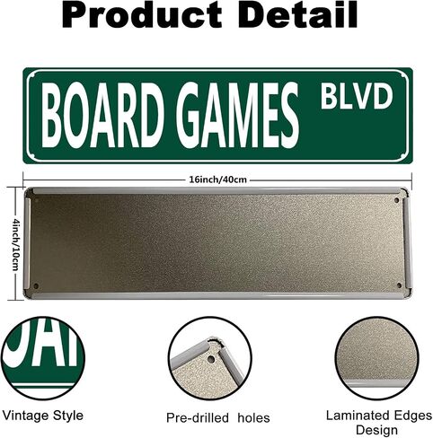 Qianyin Board Games Blvd Metal Tin Sign Player Chess Checkers Lover Funny Vintage Slim Street Tin Signs 16 x 4 Inch Wall Art Decor Iron Poster for Home Farmhouse Bar Cafe Garage Indoor Outdoor Gift in Saudi Arabia