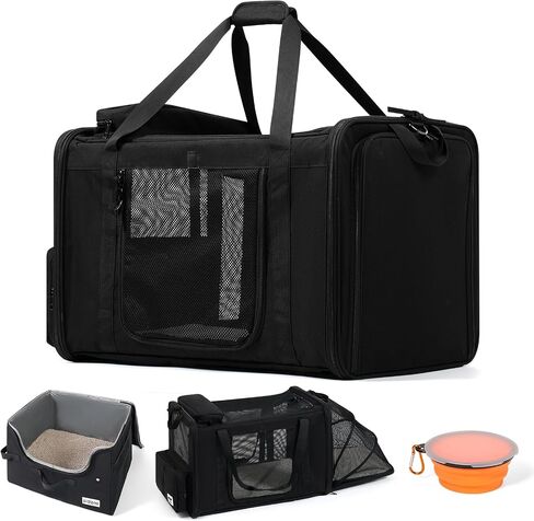 17 x 12 x 8.5 TSA Approved pet Carrier for Extra-Small Dog Under 6-8 lbs and Small cat Under 8-10 lbs,10.5'' Higher Side with Elastic Frame to Putted underseat for jetblue Spirit Airlines. in Saudi Arabia