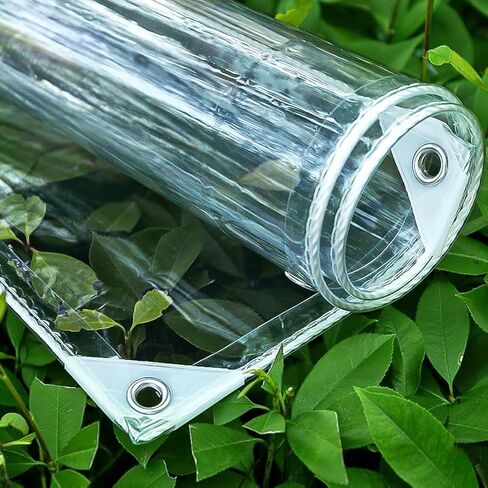 Clear Tarp 2.6' x 5' Clear Tarps Heavy Duty Water Resistant,14Mil Thickened Transparent Tear Resistant PVC Vinyl Tarpaulin Enclosurewith Grommets and Reinforced Edges for Patio,Porch and Outdoor in Saudi Arabia