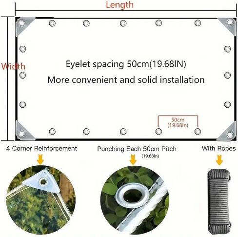 Clear Tarp 2.6' x 5' Clear Tarps Heavy Duty Water Resistant,14Mil Thickened Transparent Tear Resistant PVC Vinyl Tarpaulin Enclosurewith Grommets and Reinforced Edges for Patio,Porch and Outdoor in Saudi Arabia