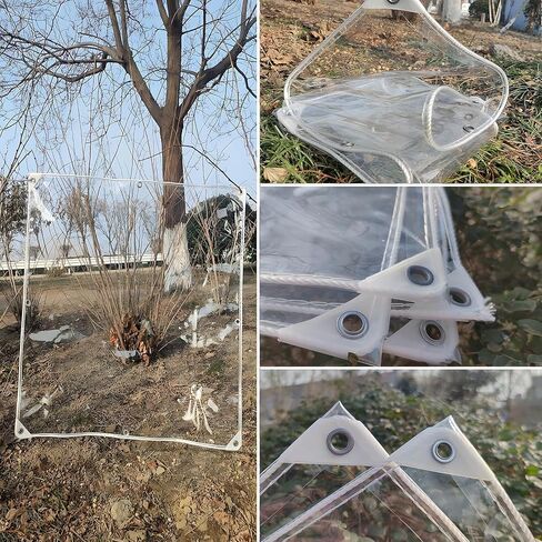 Clear Tarp 2.6' x 5' Clear Tarps Heavy Duty Water Resistant,14Mil Thickened Transparent Tear Resistant PVC Vinyl Tarpaulin Enclosurewith Grommets and Reinforced Edges for Patio,Porch and Outdoor in Saudi Arabia