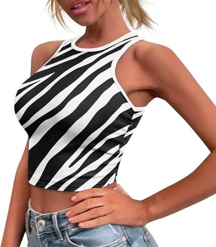 Women's Sleeveless Tank Tops Comfy Summer Halter Vest Tops Cropped Stretchy Undershirt in Kuwait