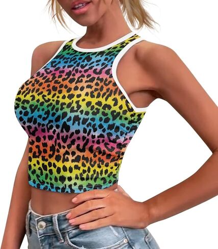 Women's Sleeveless Tank Tops Comfy Summer Halter Vest Tops Cropped Stretchy Undershirt in Kuwait