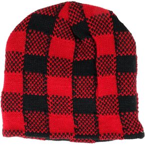 Made in USA, Buffalo Plaid Acrylic Short Beanie Hat