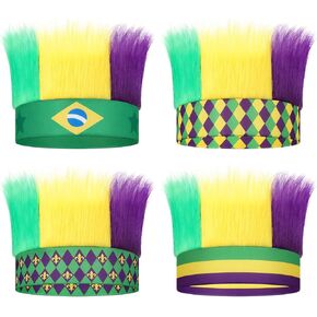 4 Pcs Mardi Gras Hairy Headband Carnival Day Crazy Hair Headband