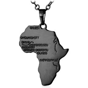 U7 Africa Map Necklaces for Men Women,Stainless Steel/18K Gold Plated African Country Map Jewelry