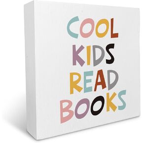 KU-DaYi Nursery Playroom Time Wood Box Sign, Once Upon a Decorations Decor for Baby Kids Girl Boy Teen, Toddlers Bedroom Kids Bookshelf Reading Book Nook Wooden Block Plaque Desk Decor 5x5 Inch