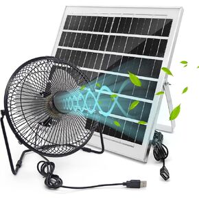 Solar Power Fan for Outdoor, Solar Power Fan for Greenhouse Chicken Coop Dog House, 8'' Solar Powered Portable Fan 15w Solar Panel, Cooling in Pet House, Garage, Tents