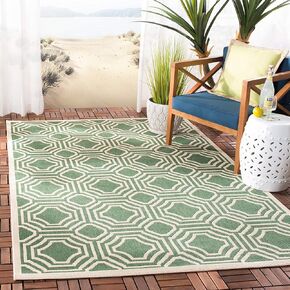 SAFAVIEH Courtyard Collection Area Rug - 8' x 11', Dark Green & Beige, Non-Shedding & Easy Care, Indoor/Outdoor & Washable-Ideal for Patio, Backyard, Mudroom (CY6112-332)