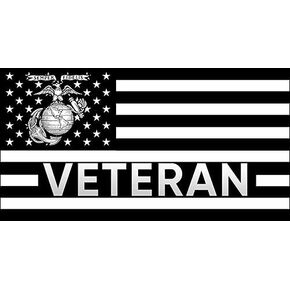 Black US Flag Marines Veteran Sticker (American Logo Vet USMC), Officially Licensed by The U.S. Marine Corps