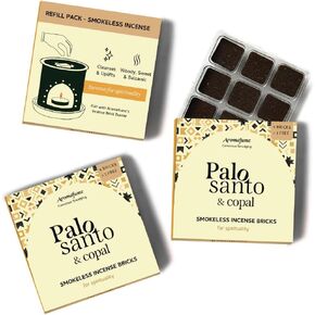 Palo Santo & White Sage Smokeless Incense Bricks Refill | 3 x 9 Bricks | Aromatherapy | Smudging | Made with Essential Oils | Natural Air fresheners for Home | Spiritual Meditation Accessories