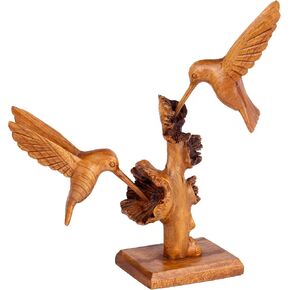 Curawood Hummingbird Statue - Artisan-Crafted Bird Statues Home Decor - Hummingbird Figurines, Humming Bird Decor - Handcrafted in Indonesia - Lifelike Hummingbird Decor for Home, Hummingbird Figure