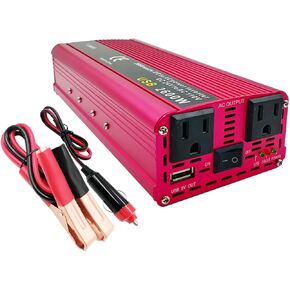 2600W Power Inverter DC24V to 110V AC Converter with 1 USB Ports and 2 AC Outlet for Road Trip, Camping, RV, Truck, Car, Pickup Truck