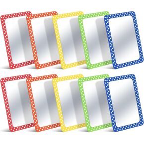 Dandat 10 Pcs Small Mirrors for Kids Unbreakable Shatter Proof Mirror 6 x 4 Inches Round Corners Plastic Mirrors Square Double Sided Preschool Classroom Mirror DIY Crafts(Classic Colors)