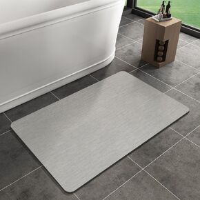 Mecko Bath Mat Rug, Rubber Non-Slip Quick Dry Absorbent Thin Bathroom Rugs Fit Under Door Bathroom Floor Mats-Shower Rug for in Front of Bathtub, Sink, Shower Room(Light Grey,16"x24")