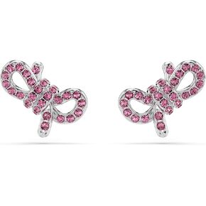 Swarovski Lifelong Bow stud earrings, Bow, Pink, Rhodium Finish